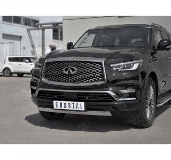 14 999 р. Защита переднего бампера (Ø75х42 мм, нержавейка) Russtal INFINITI QX80 Z62 2-ой рестайлинг (2018-2024)  с доставкой в г. Нижний Новгород. Увеличить фотографию 3