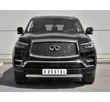 14 999 р. Защита переднего бампера (Ø75х42 мм, нержавейка) Russtal INFINITI QX80 Z62 2-ой рестайлинг (2018-2024)  с доставкой в г. Нижний Новгород. Увеличить фотографию 4