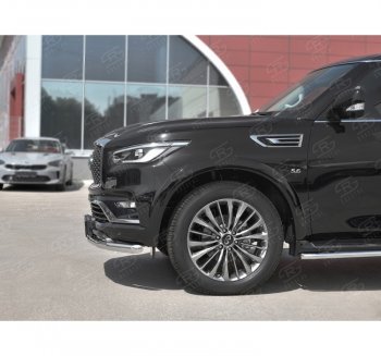 17 649 р. Защита переднего бампера (Ø63 мм, нержавейка) SLITKOFF INFINITI QX80 Z62 2-ой рестайлинг (2018-2024)  с доставкой в г. Нижний Новгород. Увеличить фотографию 2