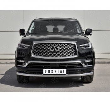 17 649 р. Защита переднего бампера (Ø63 мм, нержавейка) SLITKOFF INFINITI QX80 Z62 2-ой рестайлинг (2018-2024)  с доставкой в г. Нижний Новгород. Увеличить фотографию 3