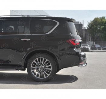 17 849 р. Защита заднего бампера (Ø76 мм, нержавейка) SLITKOFF  INFINITI QX80  Z62 (2018-2024) 2-ой рестайлинг  с доставкой в г. Нижний Новгород. Увеличить фотографию 2