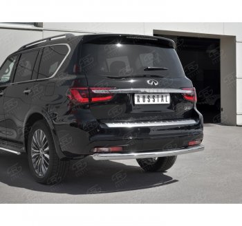 17 849 р. Защита заднего бампера (Ø76 мм, нержавейка) SLITKOFF  INFINITI QX80  Z62 (2018-2024) 2-ой рестайлинг  с доставкой в г. Нижний Новгород. Увеличить фотографию 3