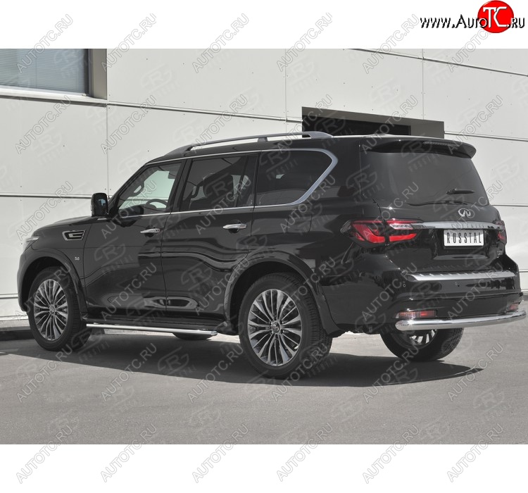 17 849 р. Защита заднего бампера (Ø76 мм, нержавейка) SLITKOFF  INFINITI QX80  Z62 (2018-2024) 2-ой рестайлинг  с доставкой в г. Нижний Новгород