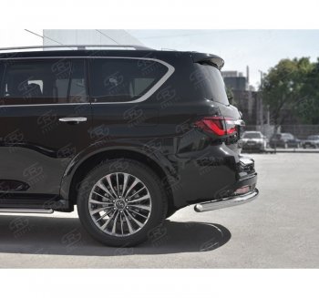 13 849 р. Защита заднего бампера (Ø76 мм, нержавейка) SLITKOFF  INFINITI QX80  Z62 (2018-2024) 2-ой рестайлинг  с доставкой в г. Нижний Новгород. Увеличить фотографию 2