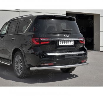 13 849 р. Защита заднего бампера (Ø76 мм, нержавейка) SLITKOFF  INFINITI QX80  Z62 (2018-2024) 2-ой рестайлинг  с доставкой в г. Нижний Новгород. Увеличить фотографию 3