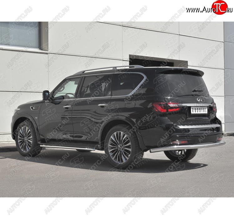 13 849 р. Защита заднего бампера (Ø76 мм, нержавейка) SLITKOFF  INFINITI QX80  Z62 (2018-2024) 2-ой рестайлинг  с доставкой в г. Нижний Новгород