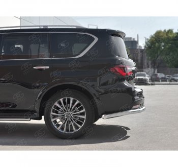 14 849 р. Защита заднего бампера (Ø76 мм уголки, нержавейка) SLITKOFF  INFINITI QX80  Z62 (2018-2024) 2-ой рестайлинг  с доставкой в г. Нижний Новгород. Увеличить фотографию 2