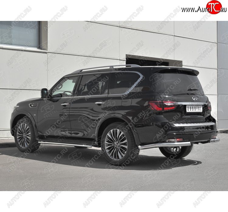 14 849 р. Защита заднего бампера (Ø76 мм уголки, нержавейка) SLITKOFF  INFINITI QX80  Z62 (2018-2024) 2-ой рестайлинг  с доставкой в г. Нижний Новгород