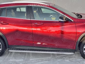 20 499 р. Порожки для ног (труба Ø42) SLITKOFF  INFINITI QX30  H15E (2016-2020) (Вариант 2 (лист алюм, проф.сталь))  с доставкой в г. Нижний Новгород. Увеличить фотографию 2