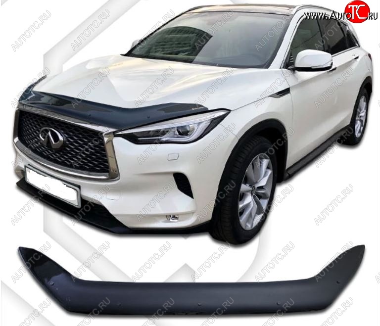 2 199 р. Дефлектор капота CA-Plastiс  INFINITI Qx50  J55 (2017-2022) (Classic черный, Без надписи)  с доставкой в г. Нижний Новгород