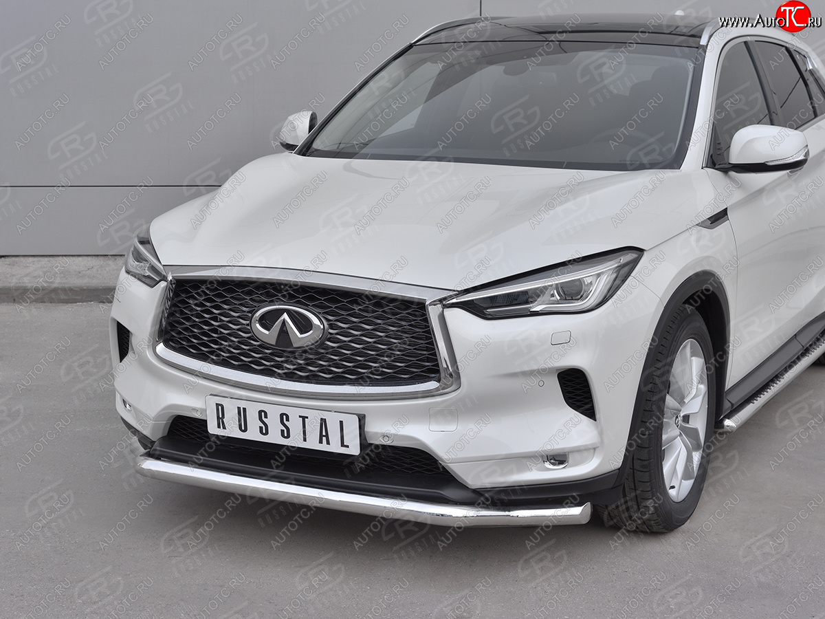 13 999 р. Защита переднего бампера (Ø42 мм волна, нержавейка) INFINITI Qx50 J55 (2017-2022)  с доставкой в г. Нижний Новгород