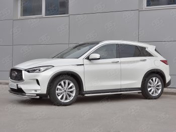 9 999 р. Защита переднего бампера (2 трубы Ø42 мм, нержавейка) Russtal INFINITI Qx50 J55 (2017-2022)  с доставкой в г. Нижний Новгород. Увеличить фотографию 3