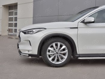 9 999 р. Защита переднего бампера (2 трубы Ø42 мм, нержавейка) Russtal INFINITI Qx50 J55 (2017-2022)  с доставкой в г. Нижний Новгород. Увеличить фотографию 4