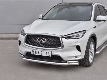 11 649 р. Защита переднего бампера (2 трубы Ø63 и 42 мм, нержавейка) Russtal INFINITI Qx50 J55 (2017-2022)  с доставкой в г. Нижний Новгород. Увеличить фотографию 2