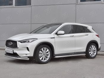 11 649 р. Защита переднего бампера (2 трубы Ø63 и 42 мм, нержавейка) Russtal INFINITI Qx50 J55 (2017-2022)  с доставкой в г. Нижний Новгород. Увеличить фотографию 3