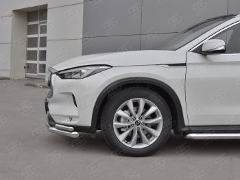 11 649 р. Защита переднего бампера (2 трубы Ø63 и 42 мм, нержавейка) Russtal INFINITI Qx50 J55 (2017-2022)  с доставкой в г. Нижний Новгород. Увеличить фотографию 4