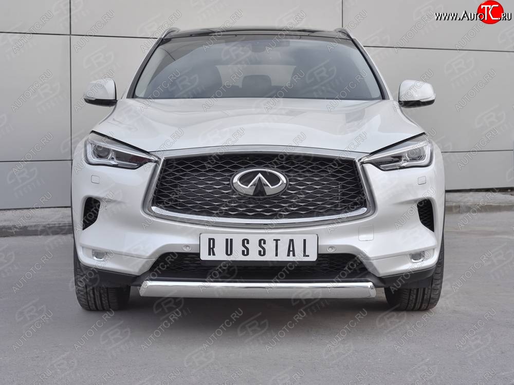 15 649 р. Защита переднего бампера (Ø75х42 дуга, нержавейка) Russtal INFINITI Qx50 J55 (2017-2022)  с доставкой в г. Нижний Новгород