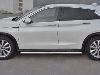 17 599 р. Защита порогов (Ø63 мм, нержавейка) SLITKOFF  INFINITI Qx50  J55 (2017-2022) (Металлические торцы под 45°)  с доставкой в г. Нижний Новгород. Увеличить фотографию 3