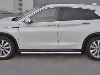 13 849 р. Защита порогов (Ø63 мм, нержавейка) Russtal INFINITI Qx50 J55 (2017-2022) (С пластиковыми заглушками на торцах)  с доставкой в г. Нижний Новгород. Увеличить фотографию 3