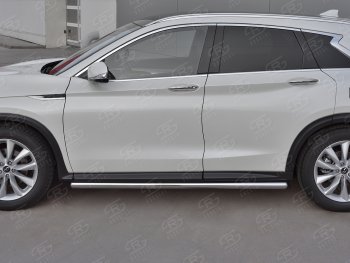 25 199 р. Защита порогов (Ø63 мм, нержавейка) SLITKOFF  INFINITI Qx50  J55 (2017-2022) (Металлические торцы под 90°)  с доставкой в г. Нижний Новгород. Увеличить фотографию 3