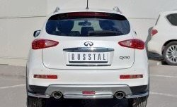 Защита заднего бампера (Ø42 мм уголки, нержавейка) Russtal INFINITI Qx50 J50 рестайлинг (2015-2018)