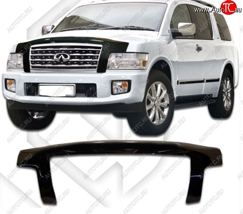 2 899 р. Дефлектор капота CA-Plastiс exclusive INFINITI QX56 JA60 дорестайлинг (2004-2007) (Classic черный, Без надписи)  с доставкой в г. Нижний Новгород