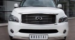 Защита переднего бампера (Ø75х42 мм, нержавейка) Russtal INFINITI QX56 Z62 (2010-2013)