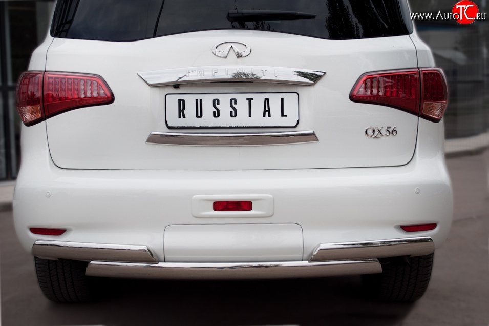 25 699 р. Защита заднего бампера (Ø75x42 мм, нержавейка) Russtal INFINITI QX56 Z62 (2010-2013)  с доставкой в г. Нижний Новгород