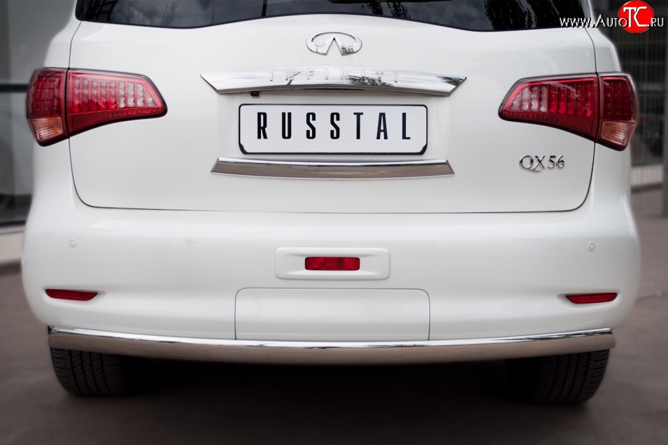 16 849 р. Защита заднего бампера (Ø75x42 мм, нержавейка) Russtal INFINITI QX56 Z62 (2010-2013)  с доставкой в г. Нижний Новгород