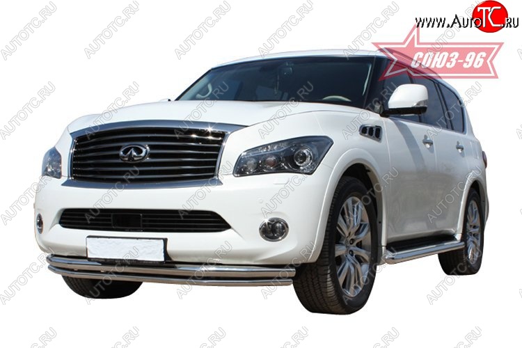 28 259 р. Защита переднего бампера двойная Souz-96 (d460/42) INFINITI QX56 Z62 (2010-2013)  с доставкой в г. Нижний Новгород