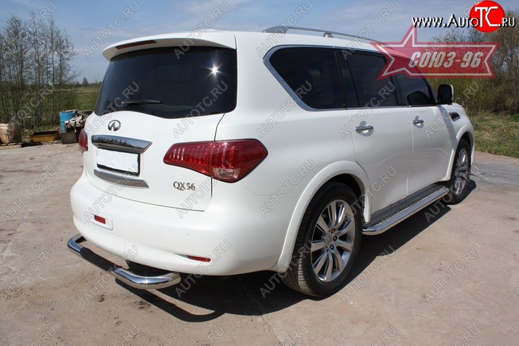 18 359 р. Защита заднего бампера с проступью Souz-96 (d76) INFINITI QX56 Z62 (2010-2013)  с доставкой в г. Нижний Новгород