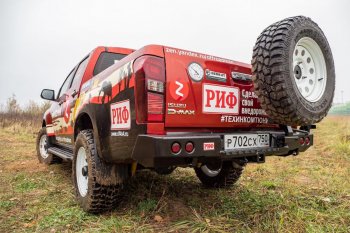 70 999 р. Бампер задний силовой РИФ (стандарт) Isuzu D-Max RT85,TFR DoubleCab рестайлинг (2015-2021) (С квадратом под фаркоп, калиткой и фонарями)  с доставкой в г. Нижний Новгород. Увеличить фотографию 2