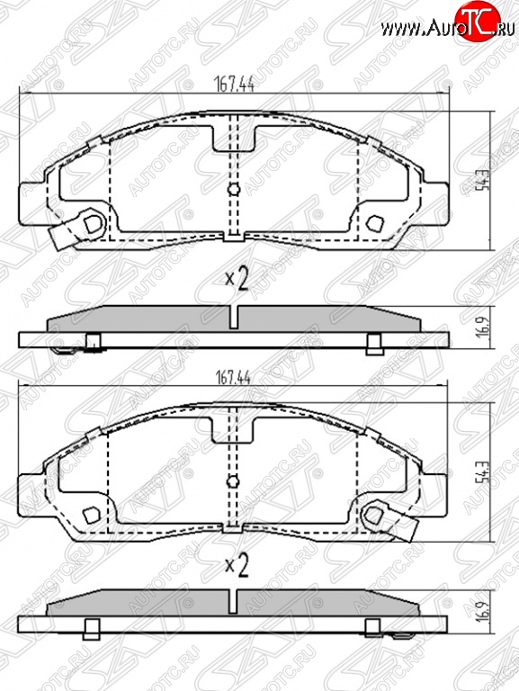 1 399 р. Колодки тормозные SAT (передние) Mitsubishi Lancer 10 CY хэтчбек 5 дв рестайлинг (2011-2017)  с доставкой в г. Нижний Новгород