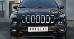 Защита переднего бампера (Trailhawk Ø42 мм волна, нержавейка) SLITKOFF Jeep (Джип) Cherokee (Чироки)  KL (2014-2017) KL дорестайлинг