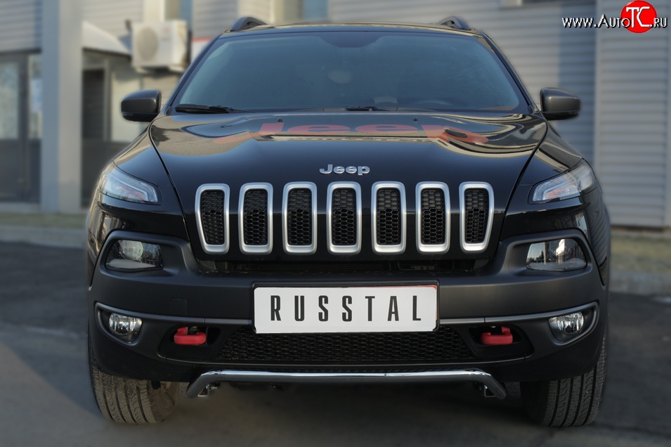 13 399 р. Защита переднего бампера (Trailhawk Ø42 мм волна, нержавейка) SLITKOFF Jeep Cherokee KL дорестайлинг (2014-2017)  с доставкой в г. Нижний Новгород