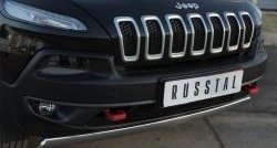 5 299 р. Защита переднего бампера (Trailhawk Ø75х42 мм, нержавейка) Russtal Jeep Cherokee KL дорестайлинг (2014-2017)  с доставкой в г. Нижний Новгород. Увеличить фотографию 2