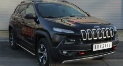 5 299 р. Защита переднего бампера (Trailhawk Ø75х42 мм, нержавейка) Russtal Jeep Cherokee KL дорестайлинг (2014-2017)  с доставкой в г. Нижний Новгород. Увеличить фотографию 4