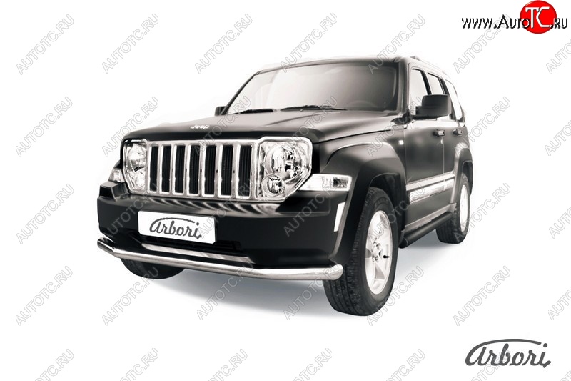 21 689 р. Защита переднего бампера Arbori (нержавейка, 1 труба d76 mm). Jeep Cherokee KK (2007-2014)  с доставкой в г. Нижний Новгород