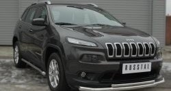 14 999 р. Защита переднего бампера (2 трубыØ63 и 42 мм, нержавейка) SLITKOFF  Jeep Cherokee  KL (2014-2017) дорестайлинг  с доставкой в г. Нижний Новгород. Увеличить фотографию 2