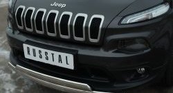 24 749 р. Защита переднего бампера (2 трубыØ75х42 мм, нержавейка) Russtal Jeep Cherokee KL дорестайлинг (2014-2017)  с доставкой в г. Нижний Новгород. Увеличить фотографию 3