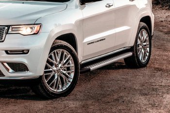 Пороги алюминиевые Slitkoff Jeep (Джип) Grand Cherokee (Гран)  WK2 (2013-2018) WK2 1-ый рестайлинг