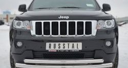 Защита переднего бампера (2 трубыØ76 и 63 мм, нержавейка) SLITKOFF Jeep (Джип) Grand Cherokee (Гран)  WK2 (2010-2013) WK2 дорестайлинг