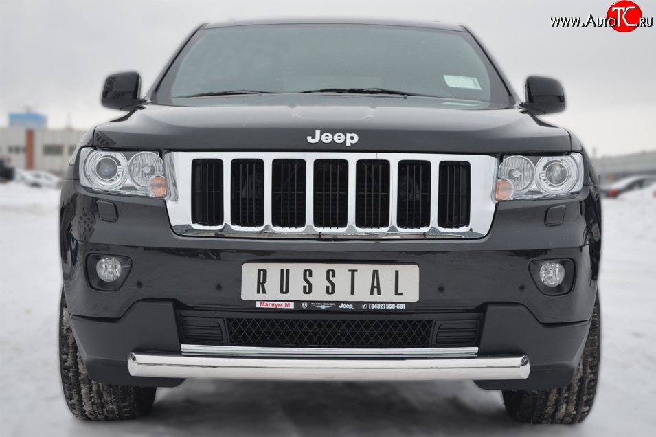 14 999 р. Одинарная защита переднего бампера диаметром 76 мм SLITKOFF Jeep Grand Cherokee WK2 дорестайлинг (2010-2013)  с доставкой в г. Нижний Новгород