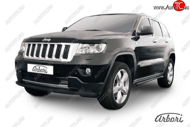 6 749 р. Защита переднего бампера Arbori (черная, 1 труба d57 mm). Jeep Grand Cherokee WK2 дорестайлинг (2010-2013)  с доставкой в г. Нижний Новгород