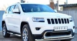 17 599 р. Защита переднего бампера (2 трубыØ76 и 63 мм, нержавейка) SLITKOFF Jeep Grand Cherokee WK2 1-ый рестайлинг (2013-2018)  с доставкой в г. Нижний Новгород. Увеличить фотографию 3