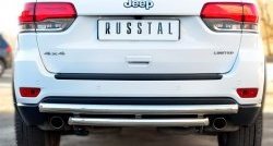 17 699 р. Защита заднего бампера (2 трубы Ø63 мм, дуги, нержавейка) SLITKOFF Jeep Grand Cherokee WK2 1-ый рестайлинг (2013-2018)  с доставкой в г. Нижний Новгород. Увеличить фотографию 1