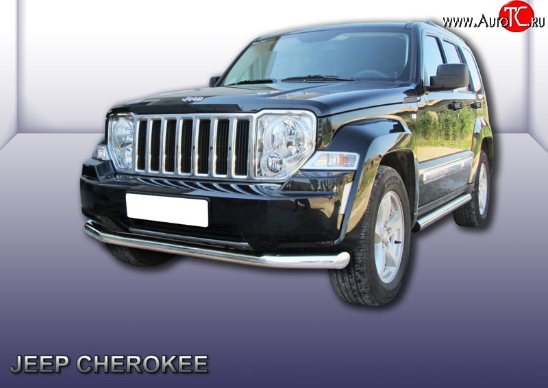 16 299 р. Одинарная защита переднего бампера диаметром 76 мм Slitkoff  Jeep Liberty  KK (2007-2013) (Нержавейка, Полированная)  с доставкой в г. Нижний Новгород