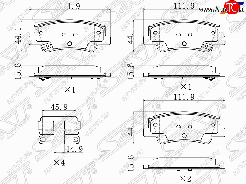 2 079 р. Задние тормозные колодки SAT Hyundai Sonata DN8 (2019-2022)  с доставкой в г. Нижний Новгород