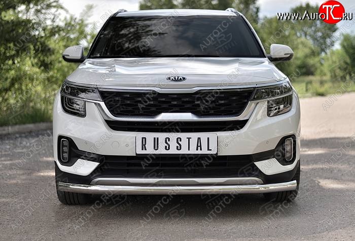 13 549 р. Защита переднего бампера (Ø 63 мм, нержавейка) Russtal KIA Seltos (2019-2024)  с доставкой в г. Нижний Новгород