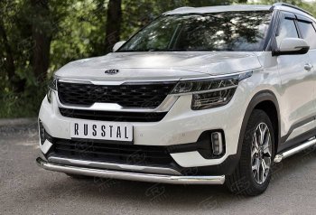 13 549 р. Защита переднего бампера (Ø 63 мм, нержавейка) Russtal KIA Seltos (2019-2024)  с доставкой в г. Нижний Новгород. Увеличить фотографию 2